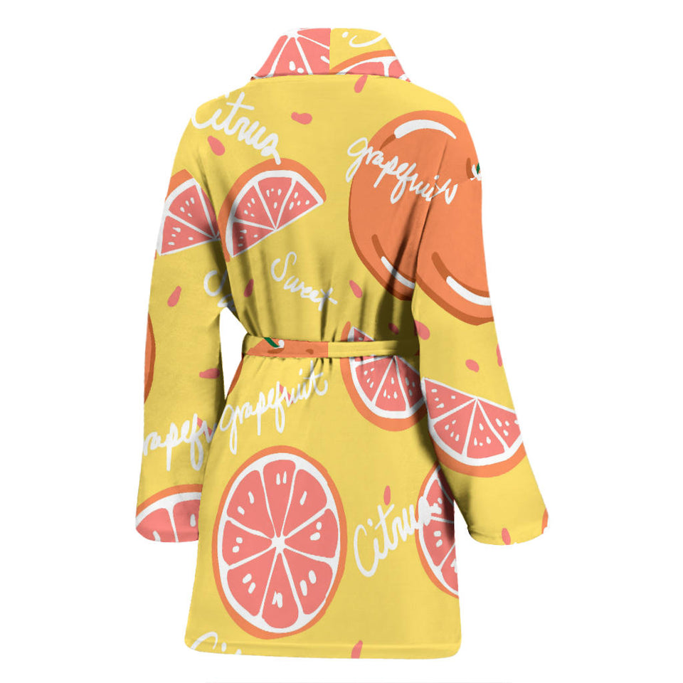 Grapefruit Yellow Background Women'S Bathrobe