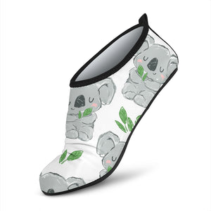 Hand Drawn Koala Leaves Pattern Aqua Shoes