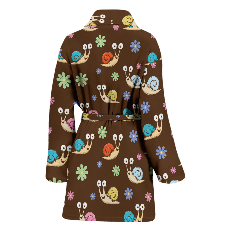 Snail Pattern Print Design 03 Women's Bathrobe