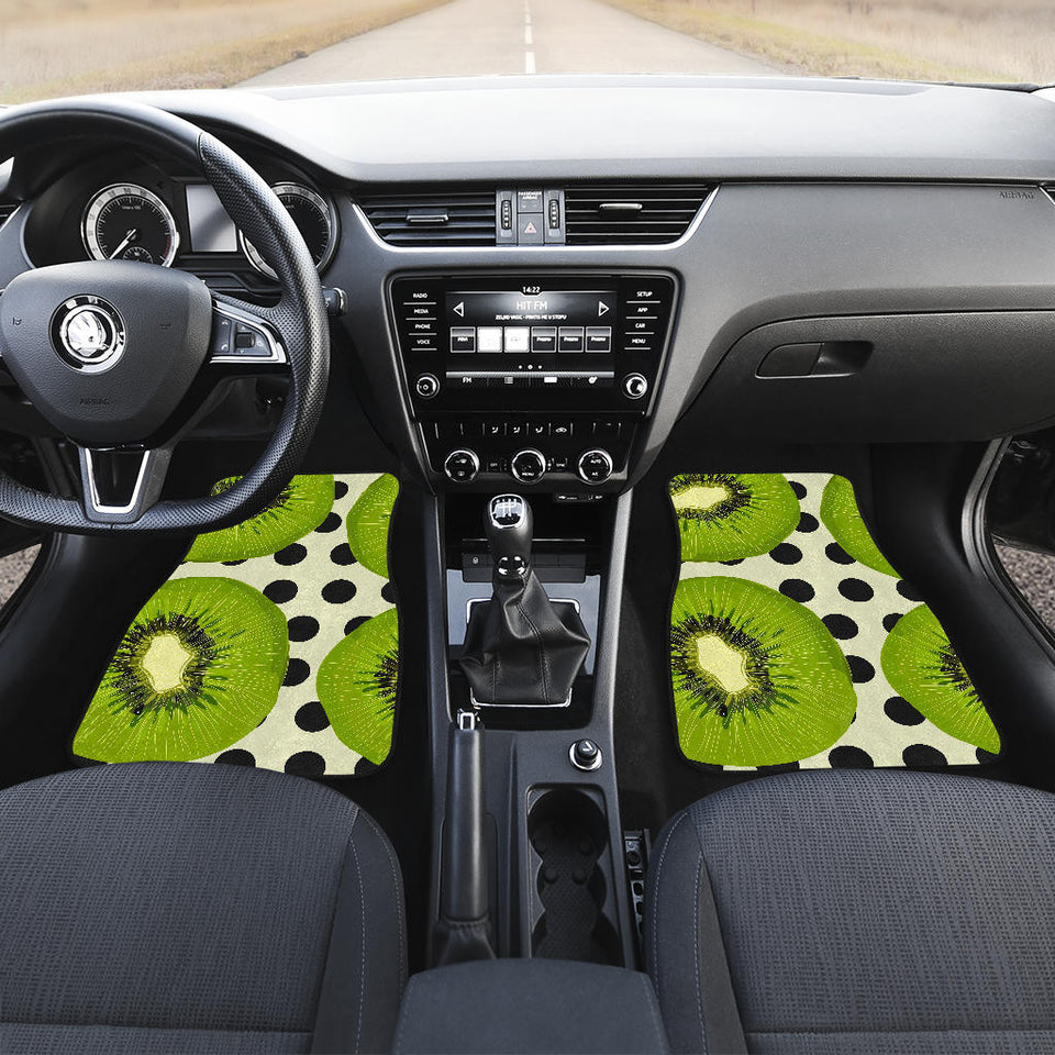 Kiwi Black Dot Background Front And Back Car Mats