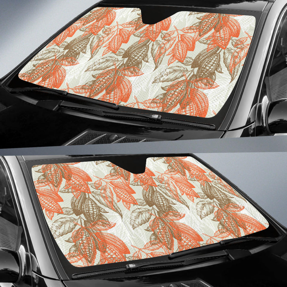 Cocoa Beans Cocoa Tree Pattern Car Sun Shade