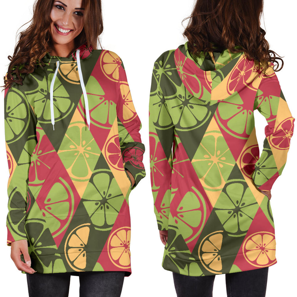 Cool Geometric Lime Pattern Women'S Hoodie Dress