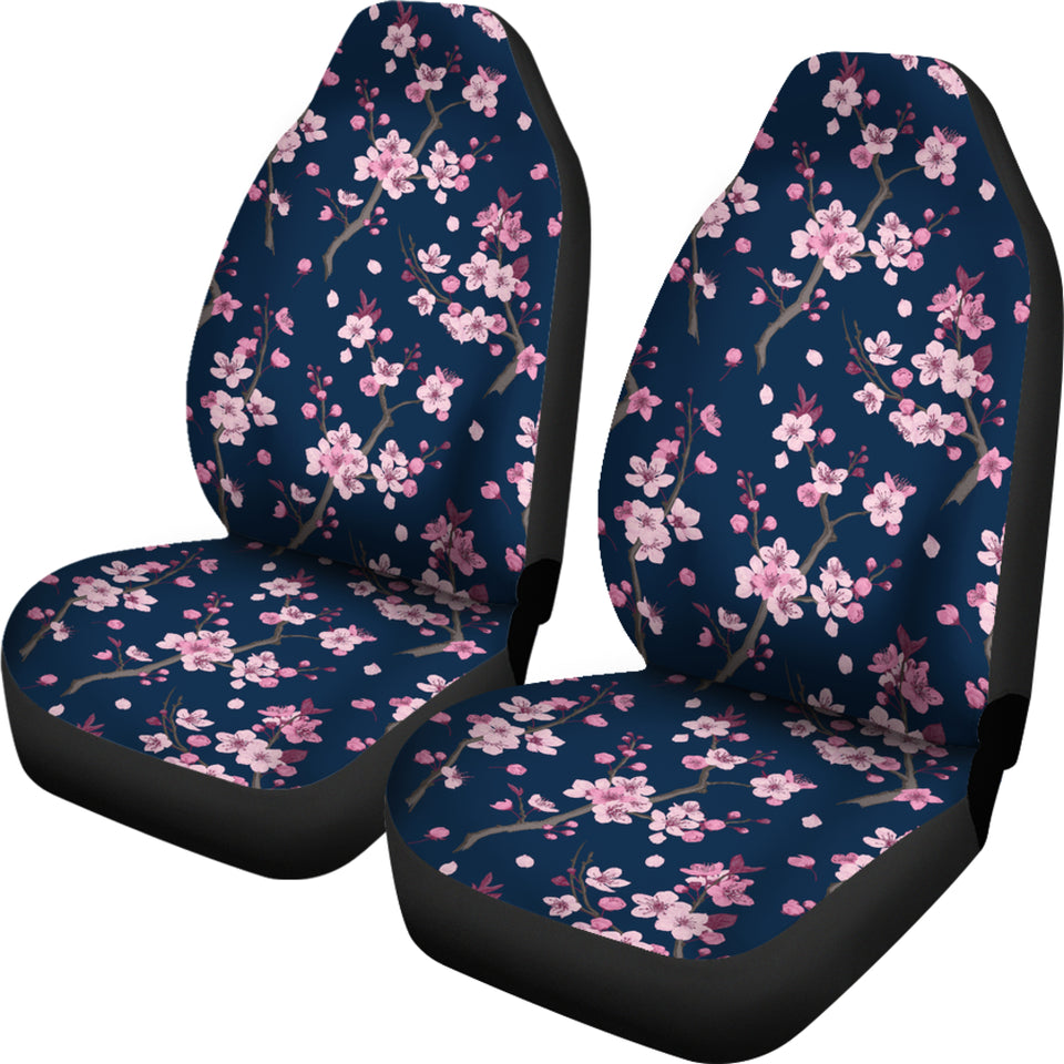 Pink Sakura Cherry Blossom Blue Background  Universal Fit Car Seat Covers
