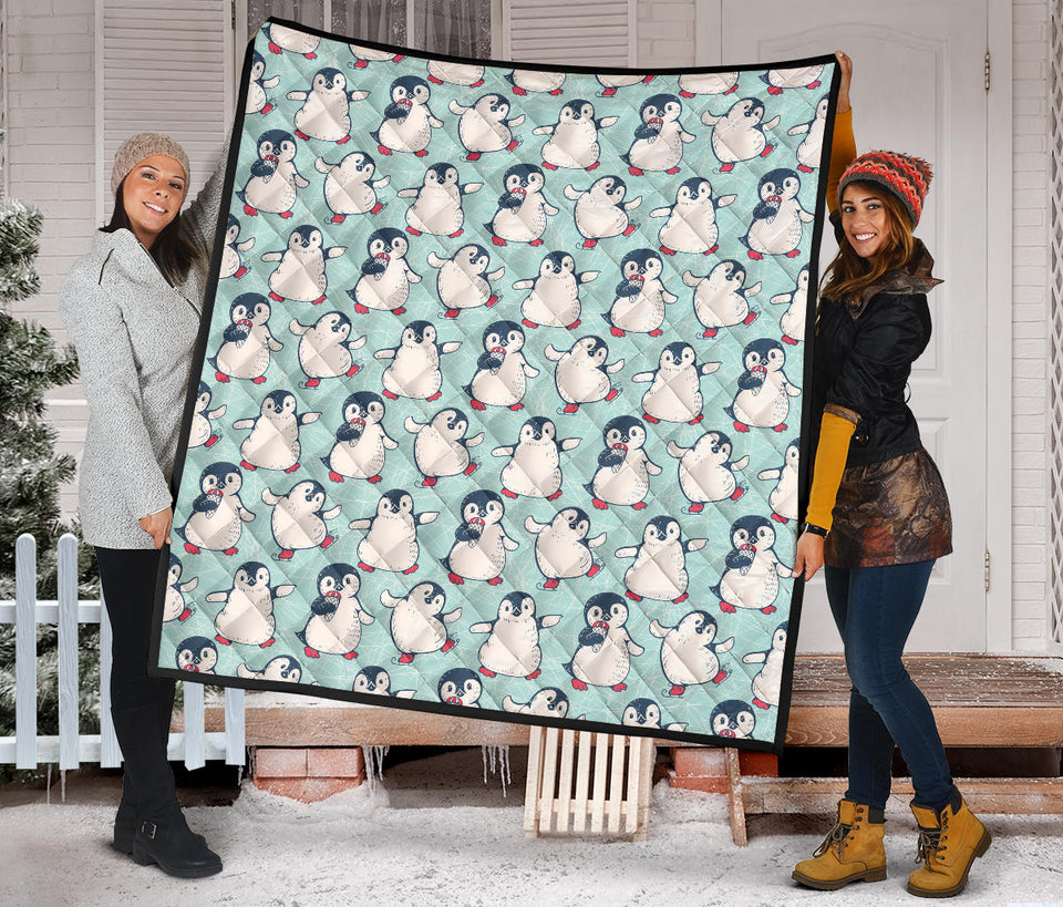 Cute Penguin Pattern Premium Quilt