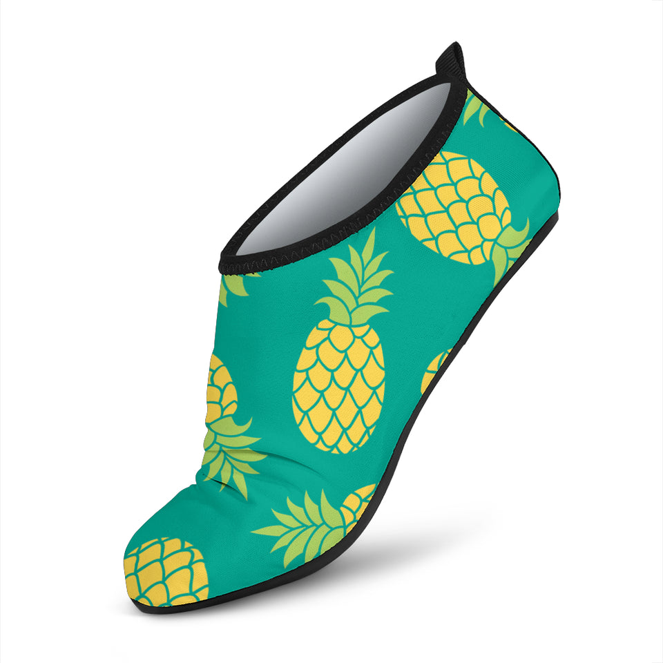 Pineapples Pattern Green Background Aqua Shoes