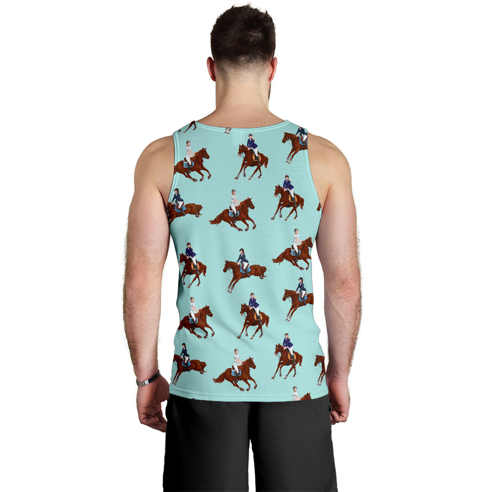 Horses running horses rider pattern Men Tank Top