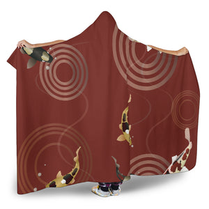 Koi Fish Carp Fish Red Background Hooded Blanket