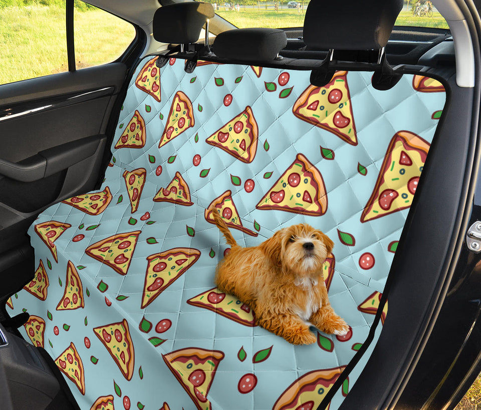 Hand Drawn Pizza Blue Background Dog Car Seat Covers