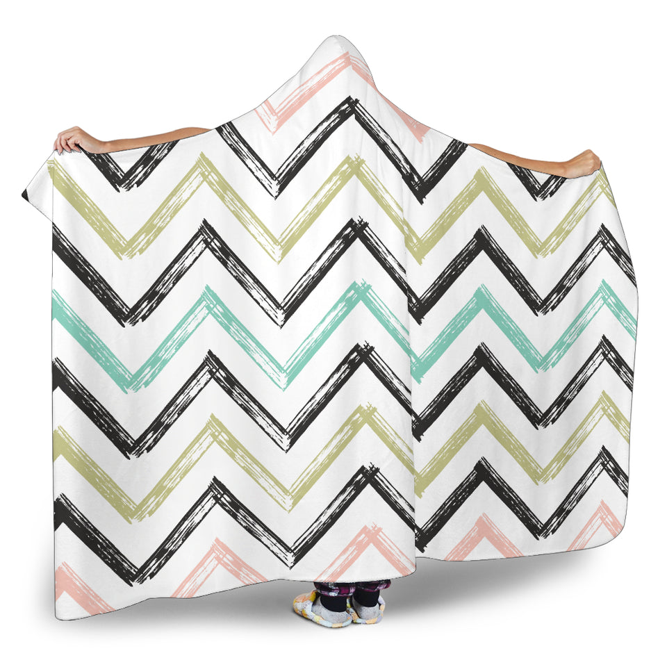 Zigzag  Chevron Paint Pattern Hooded Blanket