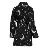 Hand Drawn Space Rocket Star Planet Women'S Bathrobe