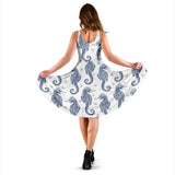 Seahorse Pattern Background Sleeveless Midi Dress