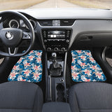 Hibiscus Pattern Print Design 02 Front and Back Car Mats