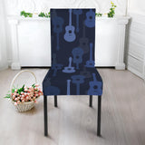Blue Theme Guitar Pattern Dining Chair Slipcover