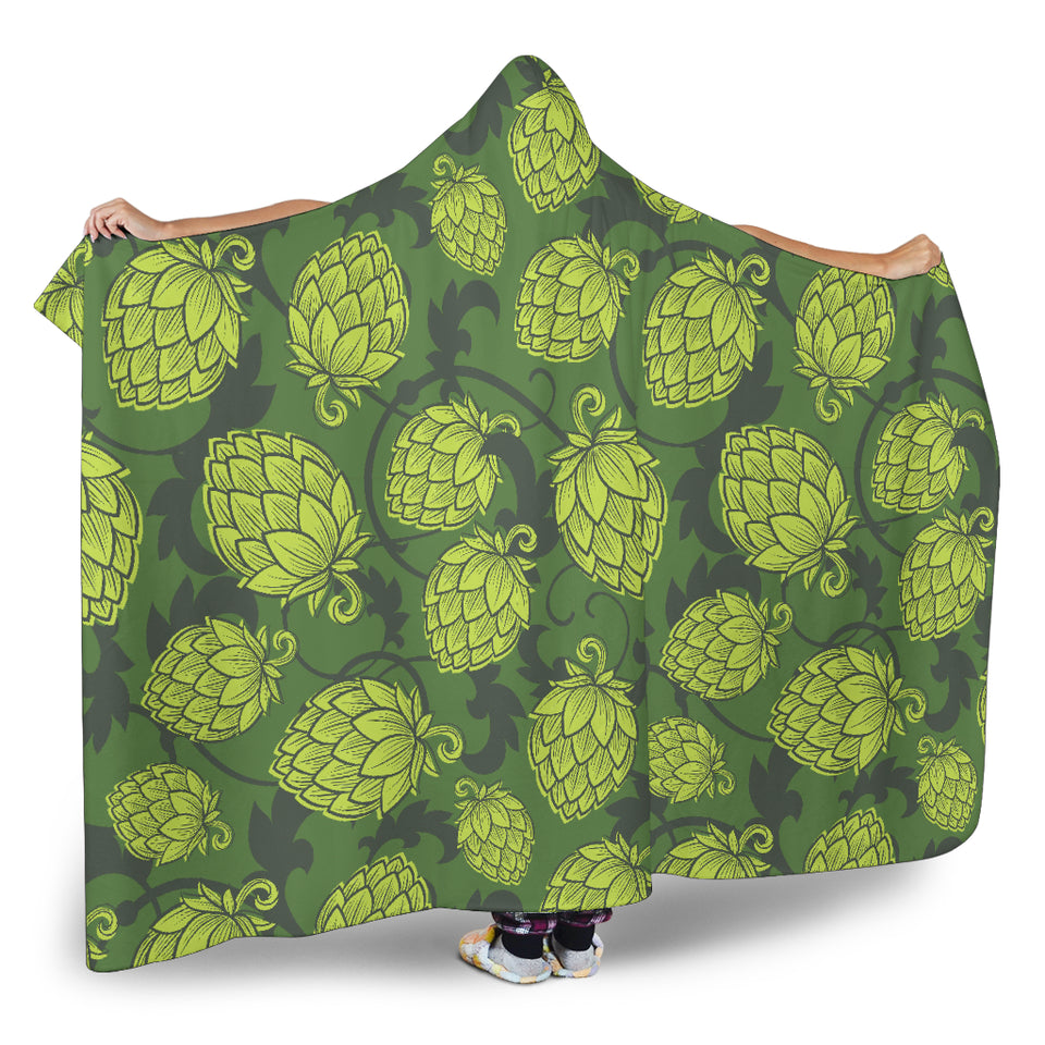 Hop Pattern Hop Cone Background Hooded Blanket