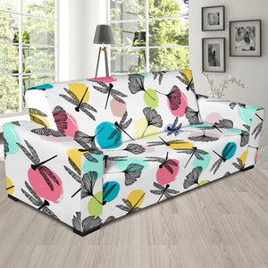 Dragonflies Ginkgo Leaves Pattern Sofa Slipcover