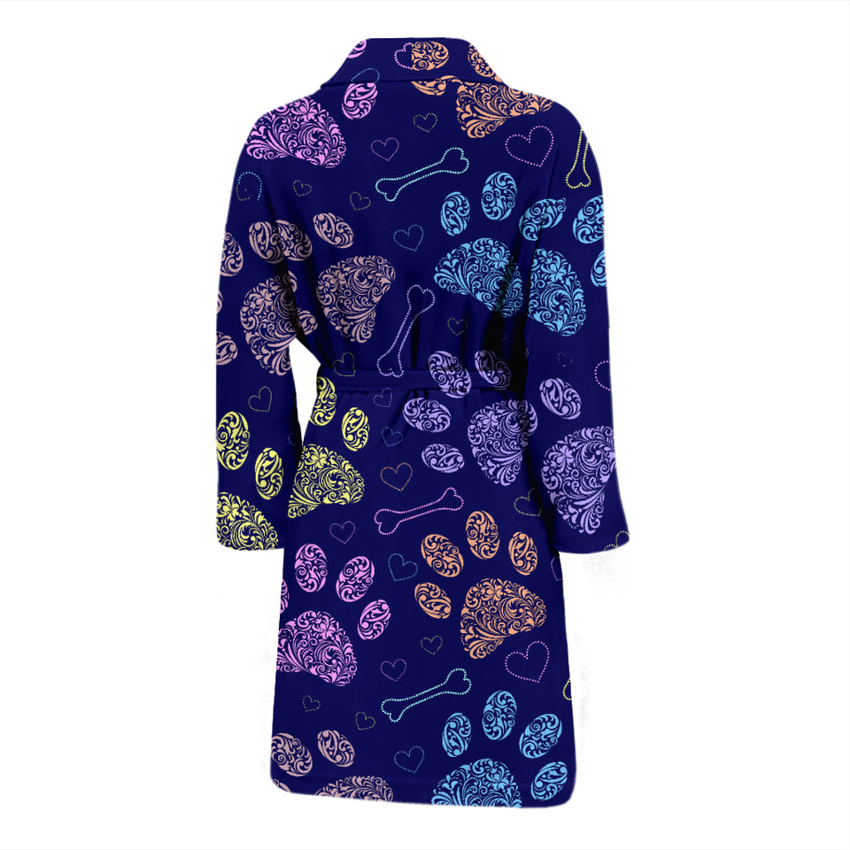 Dog Paws Pattern Print Design 02 Men's Bathrobe