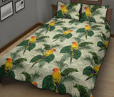 Beautiful parrot palm leaves pattern Quilt Bed Set