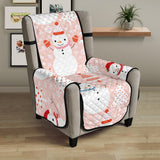 Cute snowman christmas tree snowpink background Chair Cover Protector