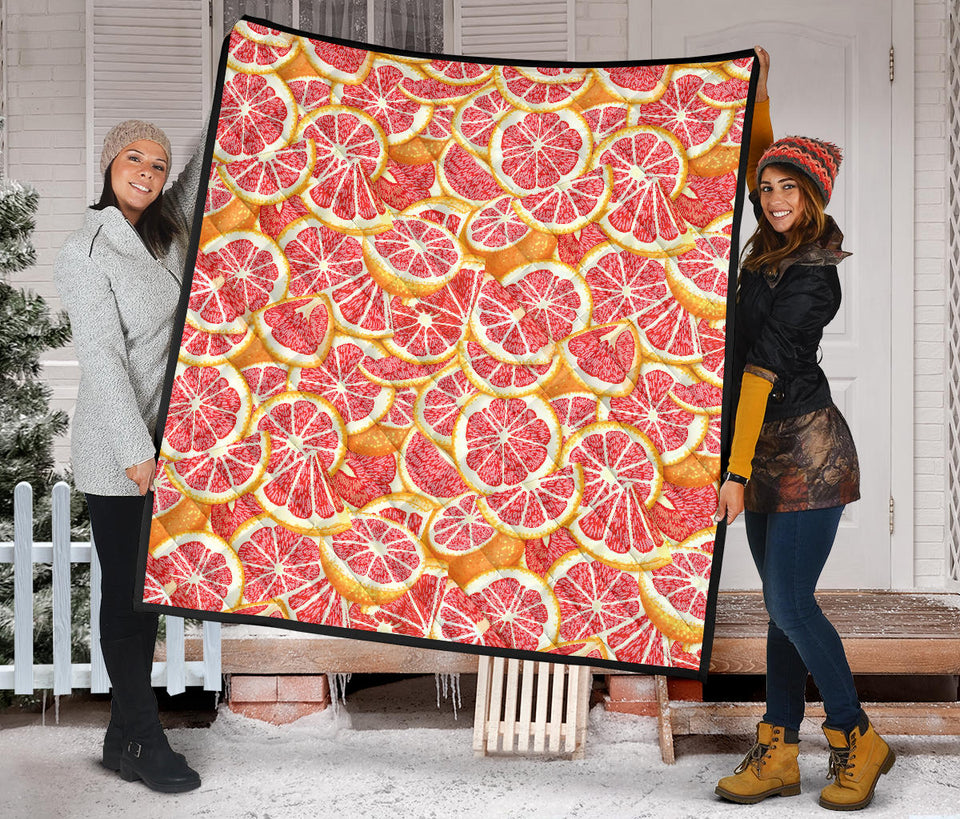 Tropical Grapefruit Pattern Premium Quilt