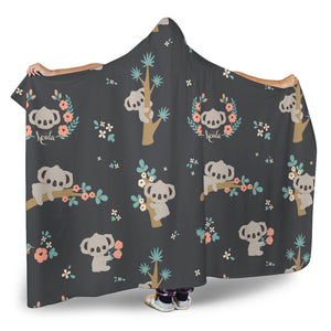 Cute Koala Pattern Hooded Blanket