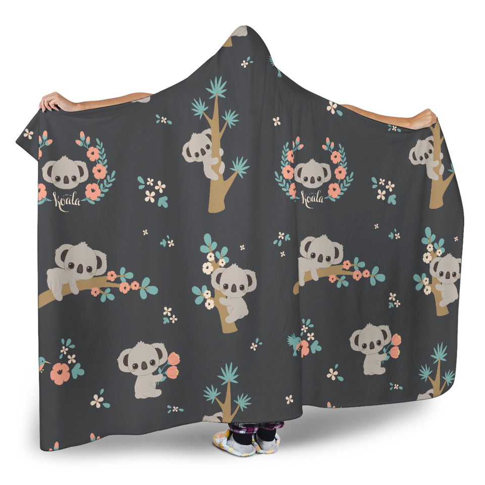Cute Koala Pattern Hooded Blanket