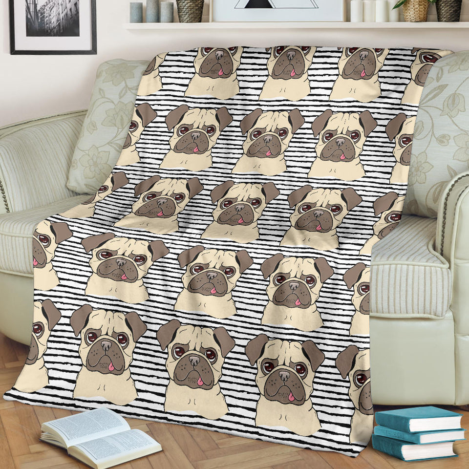 Happy Pug Pattern Premium Blanket
