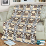 Happy Pug Pattern Premium Blanket