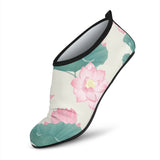 Pink Lotus Waterlily Leaves Pattern Aqua Shoes