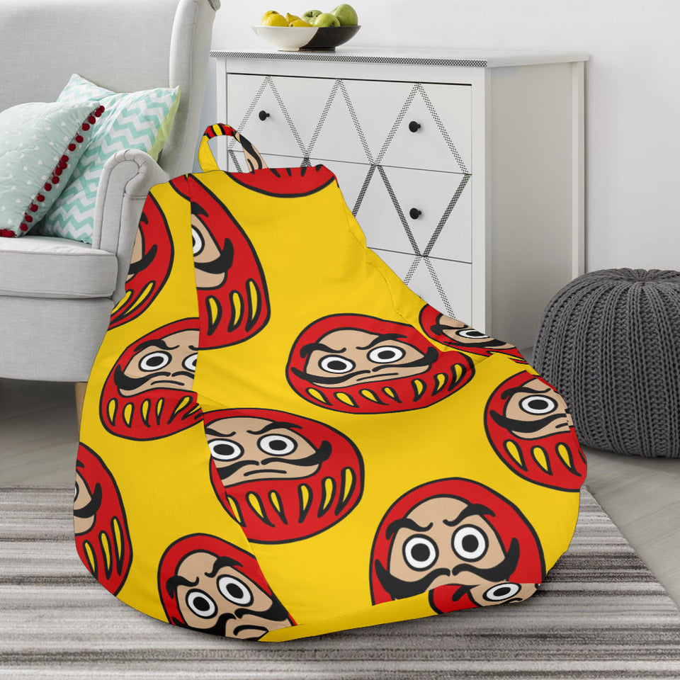 Daruma Japanese Wooden Doll Yellow Background Bean Bag Cover