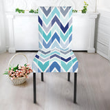 Zigzag  Chevron Blue Pattern Dining Chair Slipcover