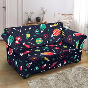 Colorful Space Pattern Planet Star Loveseat Couch Slipcover