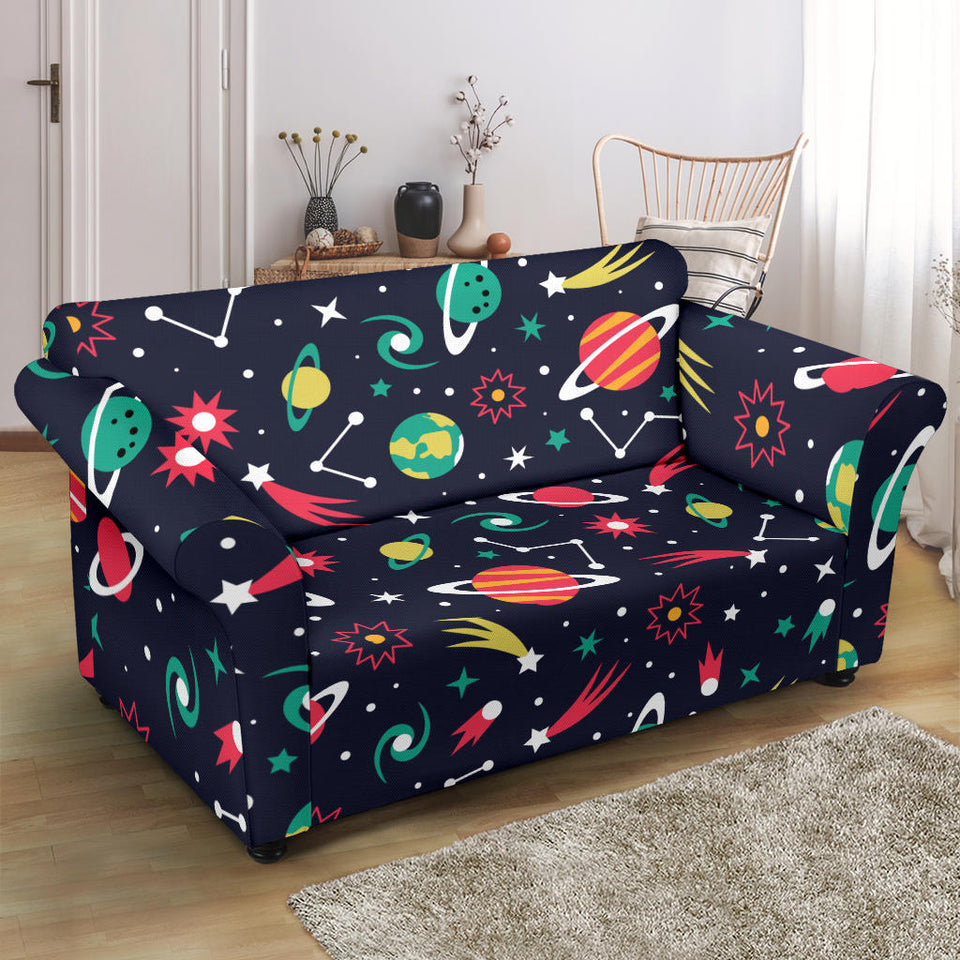 Colorful Space Pattern Planet Star Loveseat Couch Slipcover