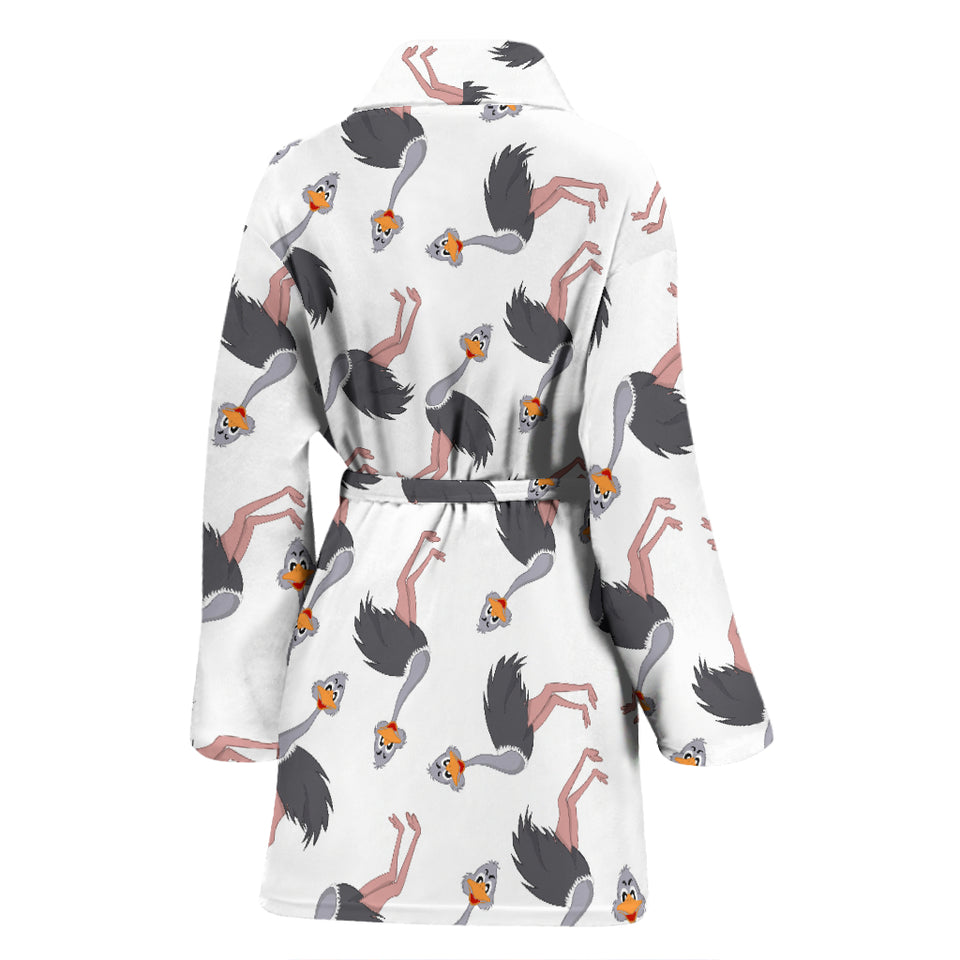 Ostrich Pattern Print Design 02 Women's Bathrobe