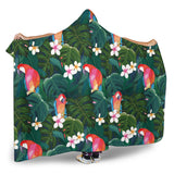 Parrot Palm Tree Leaves Flower Hibiscus Pattern Hooded Blanket