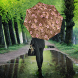 Pink Sakura Cherry Blossom Drak Brown Background Umbrella