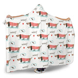 Cute Dachshund Bone Pattern Hooded Blanket