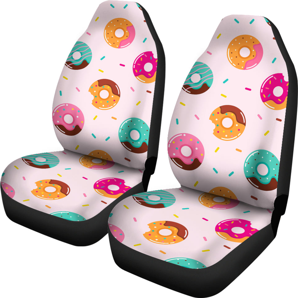 Donut Pattern Glaze Pink Background Universal Fit Car Seat Covers