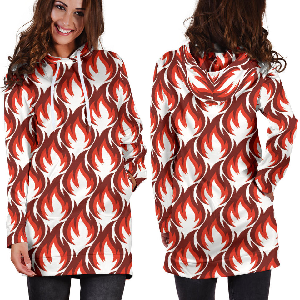 Fire Flame Symbol Design Pattern Women'S Hoodie Dress