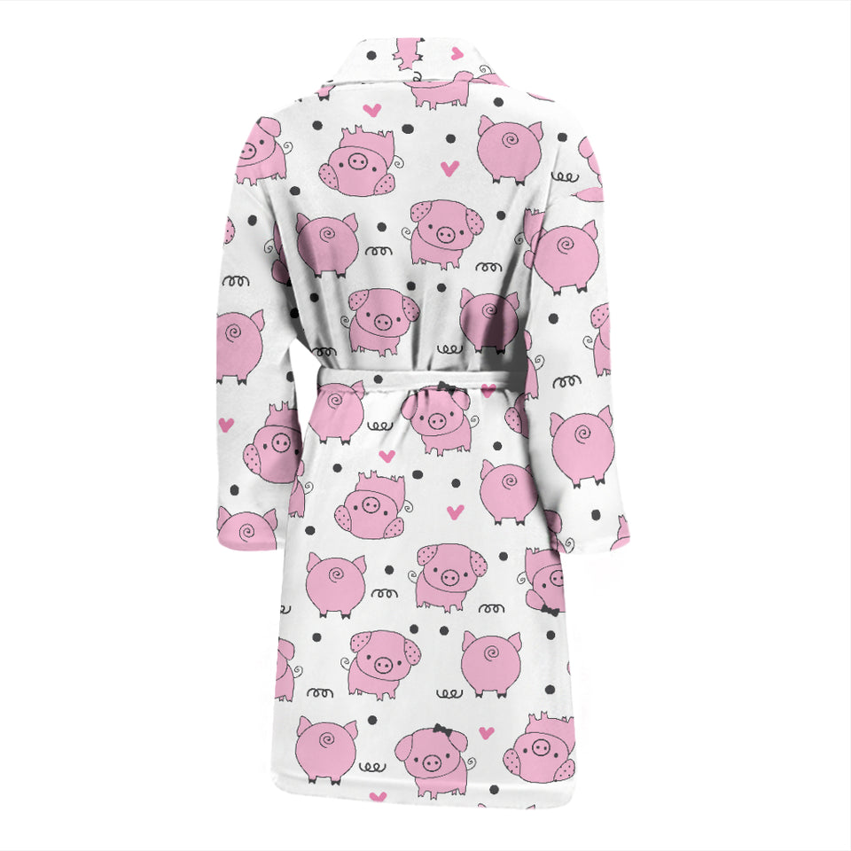 Pig Pattern Print Design 03 Men's Bathrobe