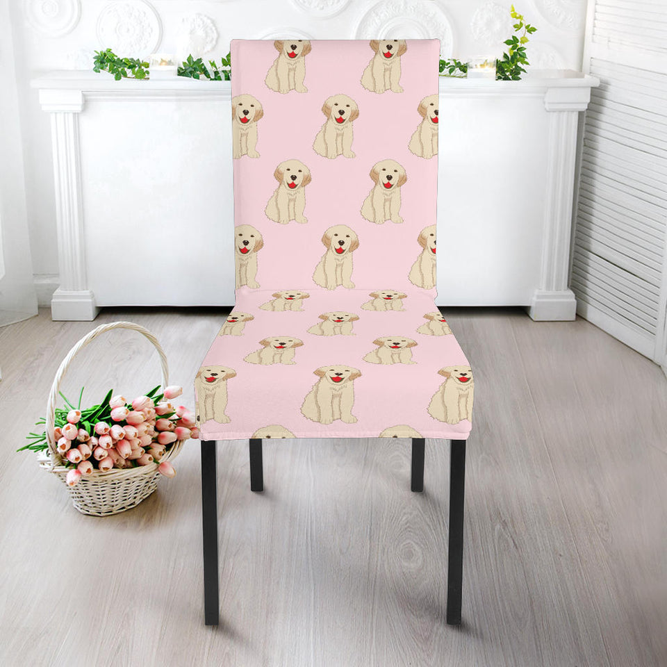 Golden Retriever Pattern Print Design 02 Dining Chair Slipcover