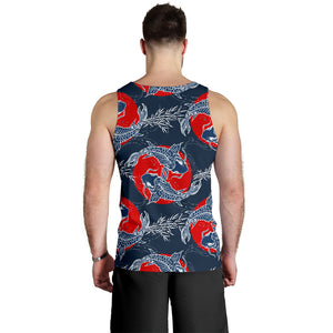 Koi Fish Carp Fishs hand drawn japanese art Men Tank Top