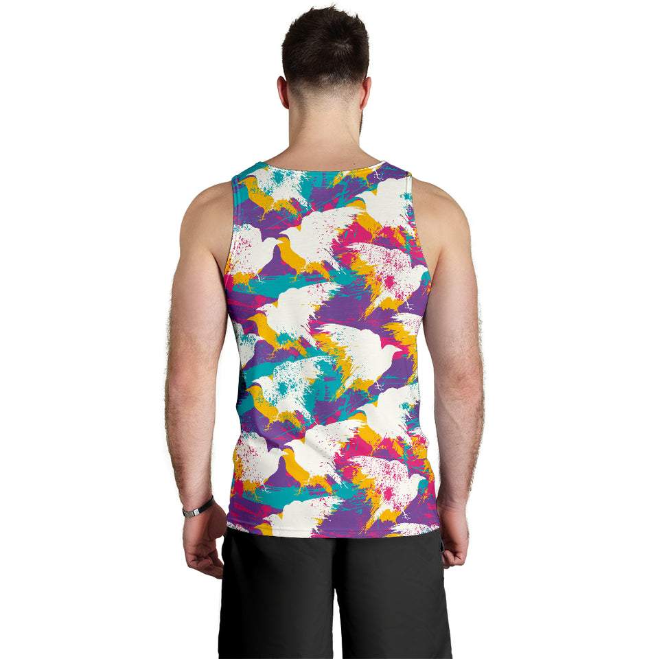 Colorful crow illustration pattern Men Tank Top