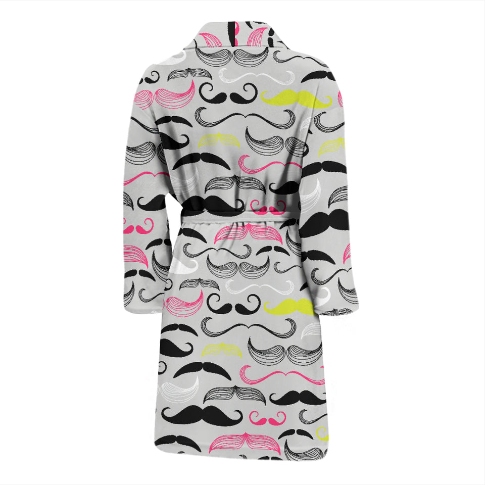 Mustache Beard Pattern Print Design 02 Men's Bathrobe