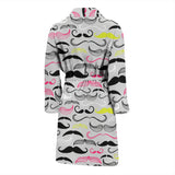 Mustache Beard Pattern Print Design 02 Men's Bathrobe