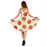 Tomato Dot Background Sleeveless Midi Dress