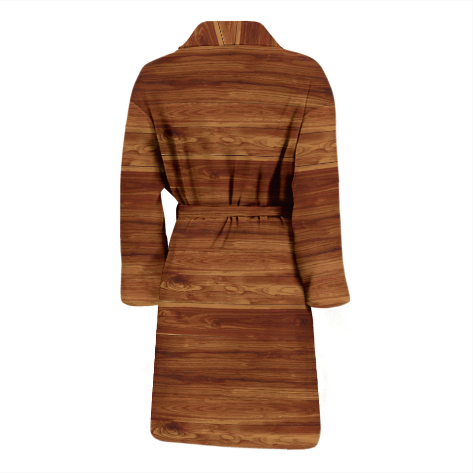 Wood Printed Pattern Print Design 04 Men's Bathrobe