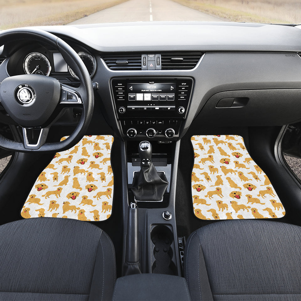 Golden Retriever Pattern Print Design 05 Front and Back Car Mats
