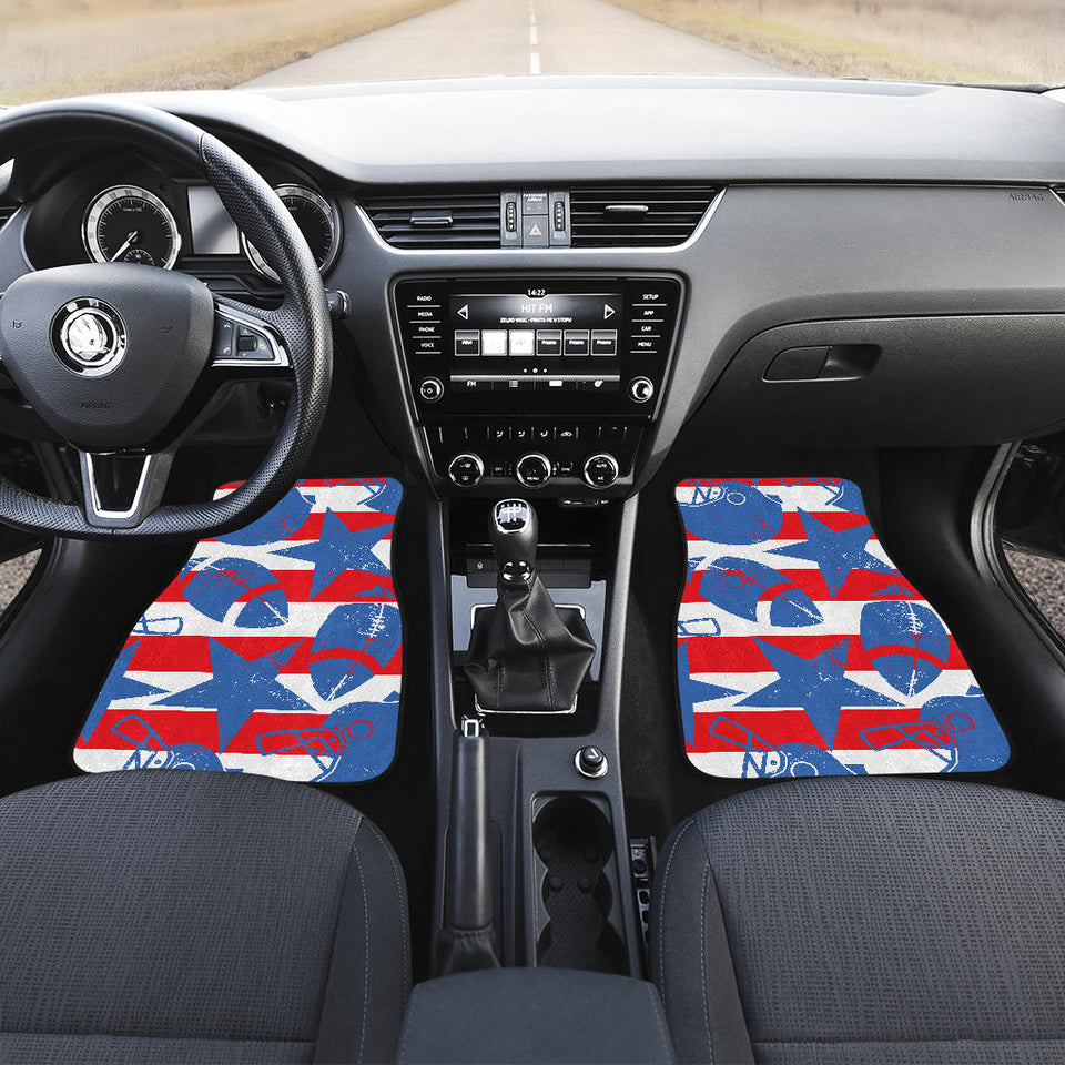American Football Ball Star Stripes Pattern Front And Back Car Mats