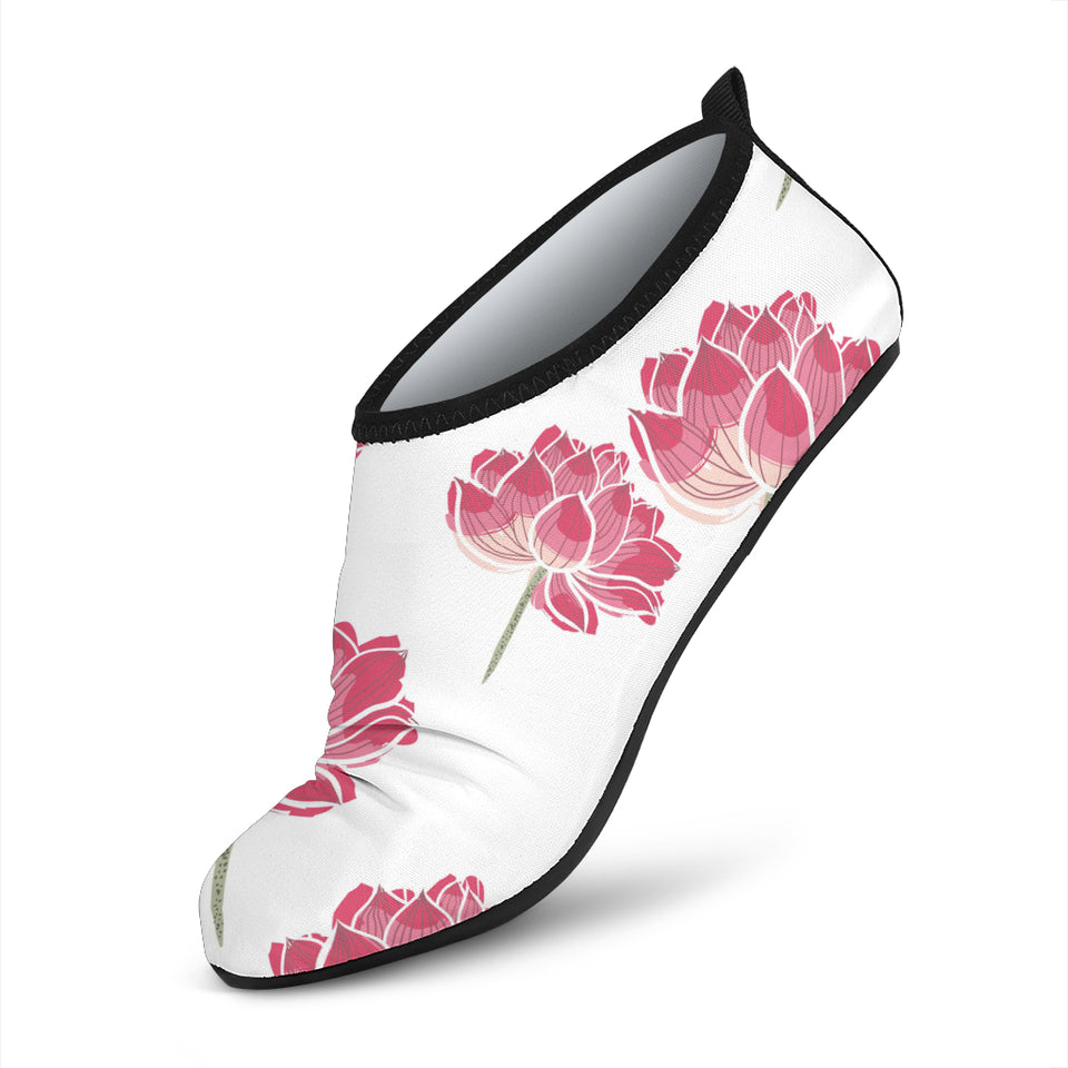 Pink Lotus Waterlily Pattern Aqua Shoes