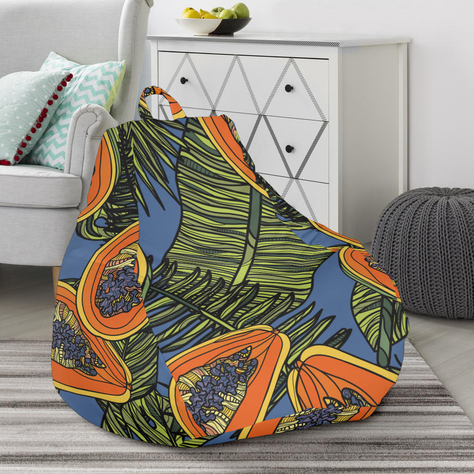 Colorful Papaya Tropical Leaves Bean Bag Cover